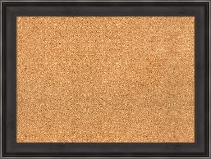 Amanti Art Natural Cork Board for Wall, 24x32 Vision Board with Black Wood Frame, Medium Corkboard Office Decor for Home Organization, Casual Corkboard Pinboard to display items for home organization
