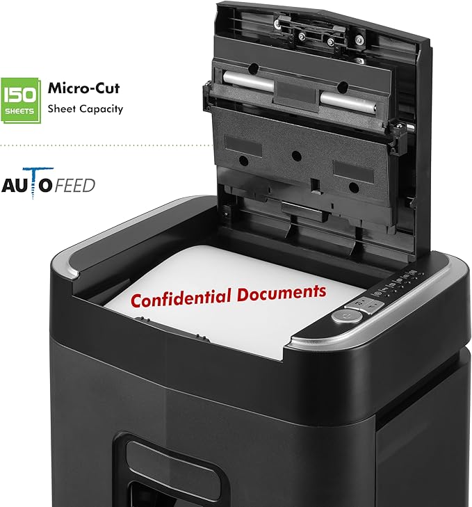 Aurora Professional Grade 150-Sheet Auto Feed Micro-Cut Paper and Credit Card Shredder with 6.3 Gallon Pullout Basket / 60 Minutes/Security Level P-4