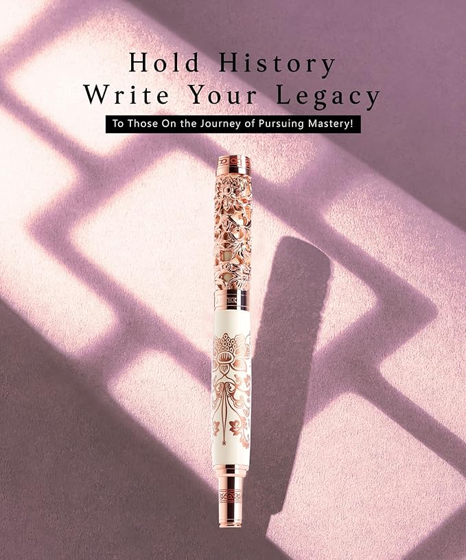 Executive Rollerball Pen Sets With Stand - Museum Art Collections - Crafting Timeless Beauty - Luxury Pen Gift & Office Desk Decor, German SCHMIDT refill, Solid Metal & Marble Texture