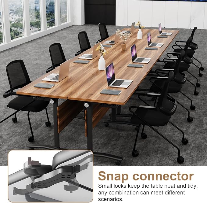 Conference Room Table with Flip-Top Design for Dynamic Meetings, Business Table Computer Desk with Heavy-Duty Frame,Foldable Seminar Meeting Tables for Home Office (6, C, 55.1IN)