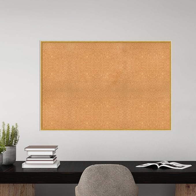 Amanti Art Natural Cork Board for Wall, 35x51 Vision Board with White Frame, Oversize Corkboard Office Decor for Home Organization, Modern Corkboard Pinboard to Display Items for Home Organization in