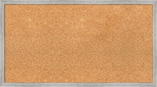 Amanti Art Natural Cork Board for Wall, 15x27 Vision Board with White Frame, Medium Corkboard Office Decor for Home Organization, Cottage Corkboard Pinboard to Display Items for Home Organization in