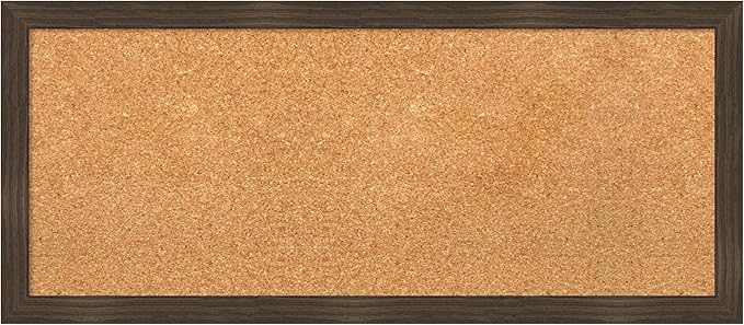 Amanti Art Natural Cork Board for Wall, 14x32 Vision Board with Brown Wood Frame, Medium Corkboard Office Decor for Home Organization, Casual Corkboard Pinboard to display items for home organization