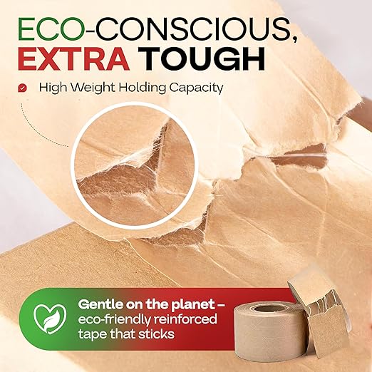 IDL Packaging 2.83" x 450 feet Reinforced Water-Activated Kraft Gummed Tape 30lb Thickness (Pack of 10) - Secure Paper Packing Tape for Secure Carton Sealing - Heavy-Duty for All Conditions, Brown