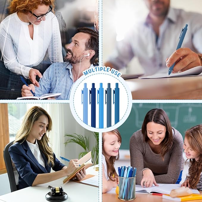 25 Pcs Ballpoint Pens Bulk Retractable Writing 1. 0 mm Black Ink Cute Pens Smooth Writing Color Fancy Gift for Teacher Student Employee Office School Home Baby Shower Supplies (Blue Series)