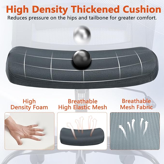 CLATINA Ergonomic Office Desk Chair - Mesh Office Chair with Adjustable Lumbar Support, Rolling Comfortable Computer Task Chairs with Arms for Home Conference-Gray, 4 Pack