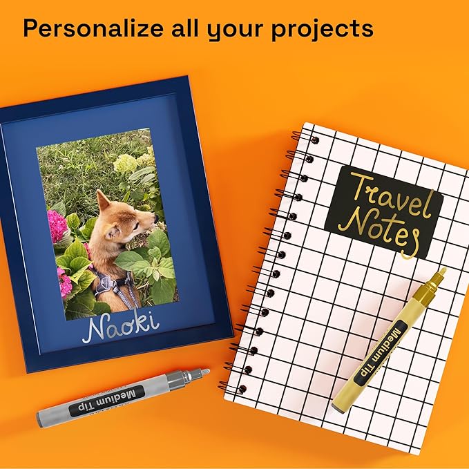 ARTISTRO 2 Gold & Silver Permanent Marker - Waterproof Markers for Tire, Fabric, Rocks, Glass, Ceramic, Wood, Paper - Oil Based Paint Pens - Medium Tip 3mm