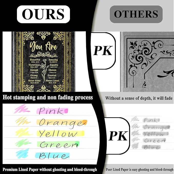 Black A5 Lined Leather Journal Notebook,Inspirational Christian Gifts Hardcover Executive Notebooks for Men Women,200 Pages 100 Gsm Thick Ruled Paper Daily Diary for School,Family ,Friends,Work (You Beautiful Black)