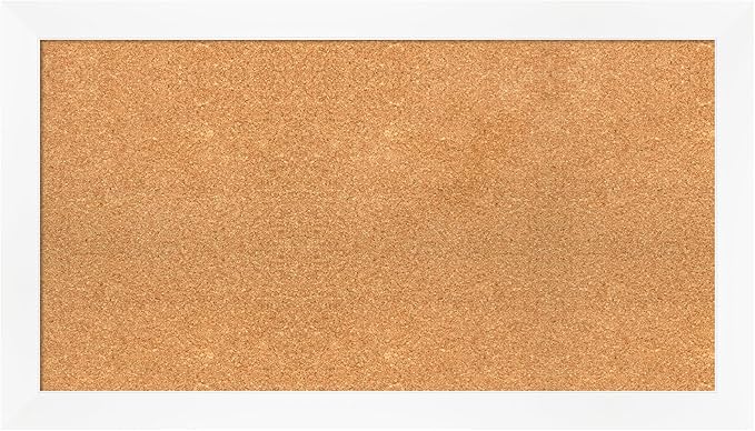 Amanti Art Natural Cork Board for Wall, 21x37 Vision Board with White Frame, Large Corkboard Office Decor for Home Organization, Modern Corkboard Pinboard to Display Items for Home Organization in
