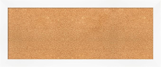Amanti Art Natural Cork Board for Wall, 17x41 Vision Board with White Frame, Medium Corkboard Office Decor for Home Organization, Modern Corkboard Pinboard to Display Items for Home Organization in