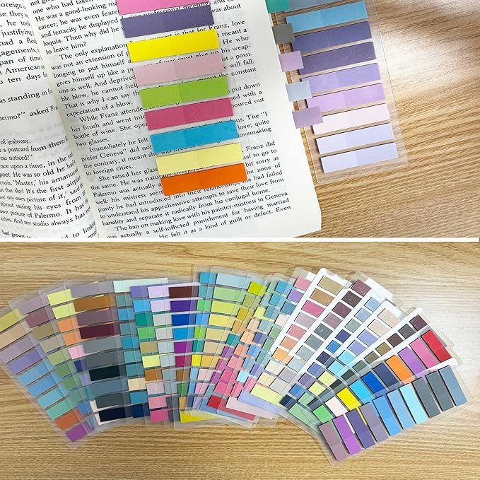 ELII 6000pcs Books Tabs for Annotating Page Tabs Morandi Sticky Index Tabs,Transparent Sticky Notes Tabs Label Stickers Index Tabs for Reading Notes, Classify File