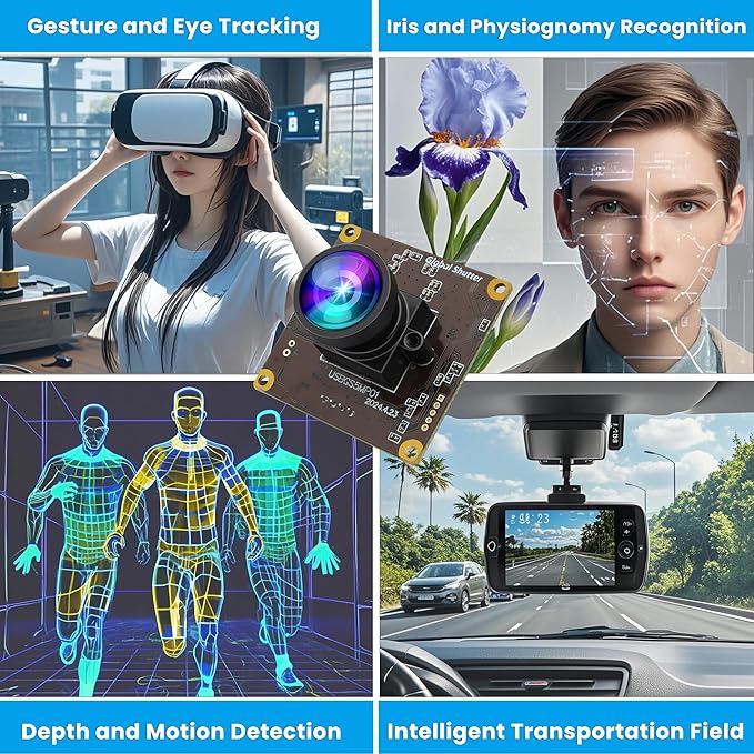 ELP 5MP Global Shutter 50fps USB Camera - Wide Angle Webcam for Live Streaming (100 No Distortion Lens)