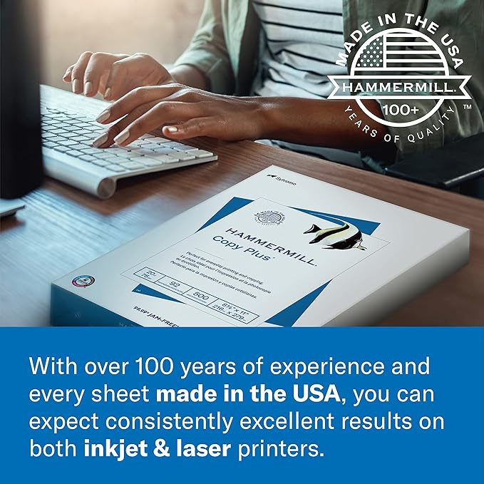Hammermill Printer Paper, 20 lb Copy Paper, 11 x 17 - 5 Ream (2,500 Sheets) - 92 Bright, Made in the USA, 105023C