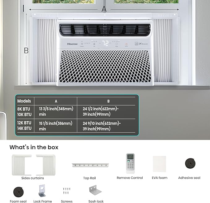 Hisense WCT08W25A Window Air Conditioner, 8,000 BTU, White