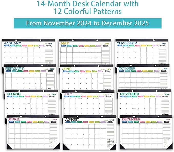 Desk Calendar 2026 Wall Calendars, July 2025 - December 2026 Monthly Planner Paper Office Desktop 17"X 12", Months Planning and Organizing Home, School, Office, Holiday, Vacation