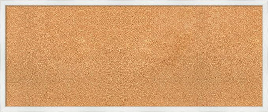 Amanti Art Natural Cork Board for Wall, 17x41 Vision Board with White Frame, Large Corkboard Office Decor for Home Organization, Country Rustic Corkboard Pinboard to Display Items for Home
