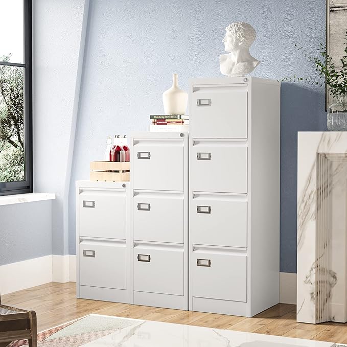 3 Drawer File Cabinet, Filing Cabinets for Home Office, Metal Vertical File Storage Cabinet with Lock, Locking File Cabinet for A4 Legal/Letter, 15" W x 17.7" D x 38.6" H, Assembly Required