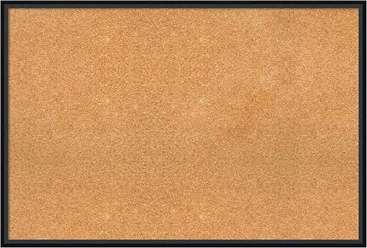 Amanti Art Natural Cork Board for Wall, 25x37 Vision Board with Black Wood Frame, Large Corkboard Office Decor for Home Organization, Modern Contemporary Corkboard Pinboard to display items for home