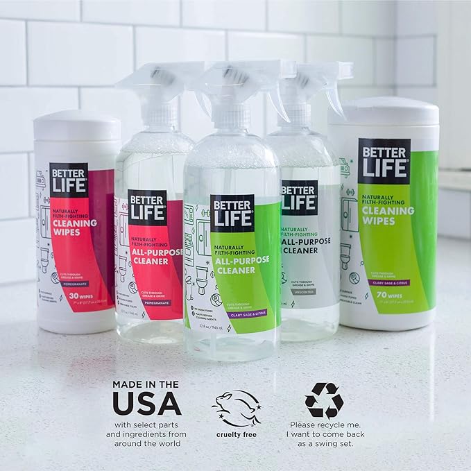 Better Life Multi Surface Cleaner - Plant Derived Cleaner Spray, Non-Toxic All Purpose Cleaners, Eco-Friendly Non Toxic Cleaning Supplies for Home, Currant and Citrus Scent, 32 Fl Oz