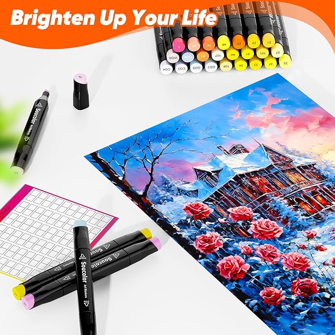 Alcohol Based Marker with Case, 168 Colors Dual Tip Permanent Art Markers for Book Painting Card Making Coloring Illustrations Sketch