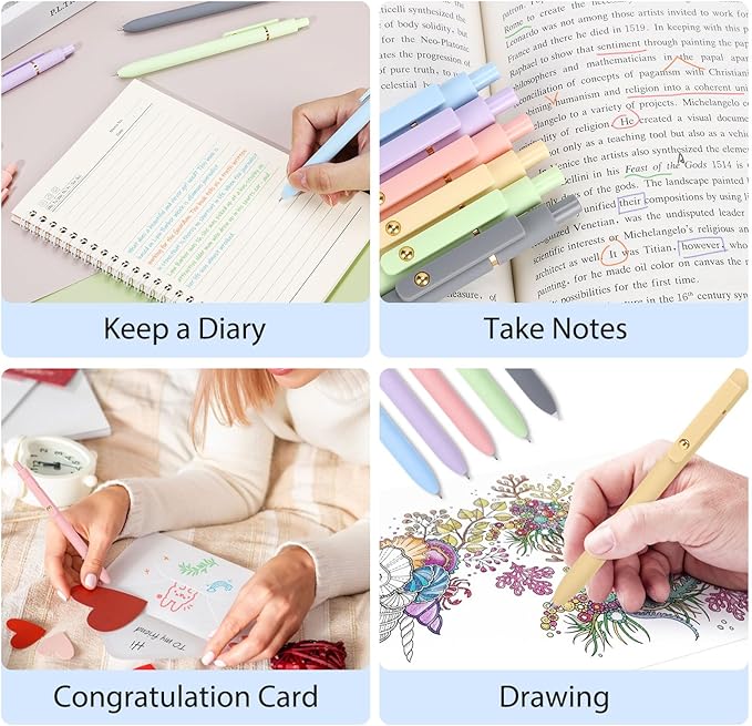 FIOVER Colored Pens, 24 Pack Colorful Gel Pens, Quick-Dry 0.7mm Medium Point for Journaling, Note Taking, Doodling, Aesthetic Office School Supplies, Gifts for Women Men(24PCS Aesthetic+Vintage)