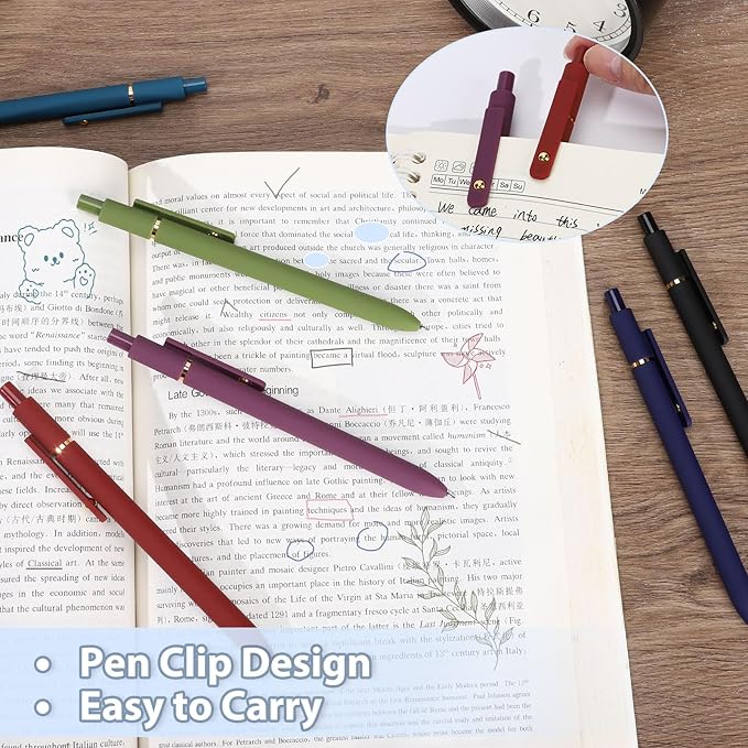 FIOVER Colored Pens, 12 Pack Colorful Gel Pens, Quick-Dry 0.7mm Medium Point for Journaling, Note Taking, Doodling, Aesthetic Office School Supplies, Gifts for Women Men