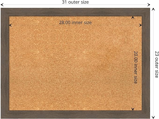 Amanti Art Natural Cork Board for Wall, 23x31 Vision Board with Brown Wood Frame, Medium Corkboard Office Decor for Home Organization, Rustic Farmhouse Corkboard Pinboard to display items for home