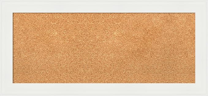 Amanti Art Natural Cork Board for Wall, 15x33 Vision Board with White Frame, Medium Corkboard Office Decor for Home Organization, Casual Corkboard Pinboard to Display Items for Home Organization in