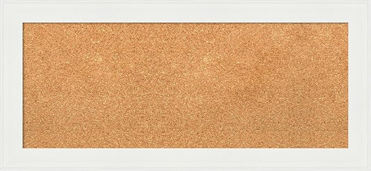 Amanti Art Natural Cork Board for Wall, 15x33 Vision Board with White Frame, Medium Corkboard Office Decor for Home Organization, Casual Corkboard Pinboard to Display Items for Home Organization in