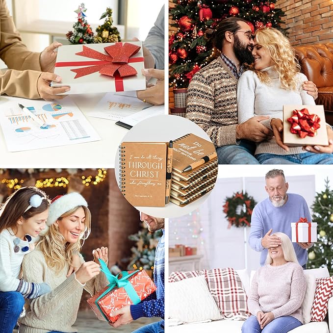 Christian Prayer Journal Spiral Notebooks Bulk with Pens - Small Notepads (4.13”x5.43”) - inspirational Gifts for Women men,Church Members & Bible Study Groups (30 sets Brown)