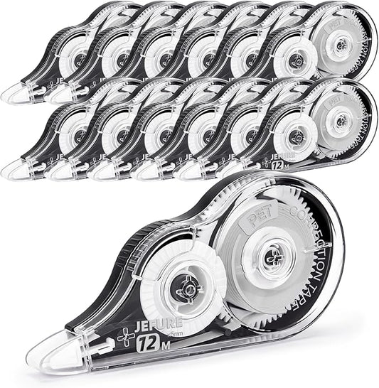 12 Pcs Correction Tape, 39.37 Ft White Wrong Out Tear-Resistant Bulk, Instant Corrections Easy to Use Applicator for School, Office, Note Taking, Journal (Tape Width 0.2 in，Clear)