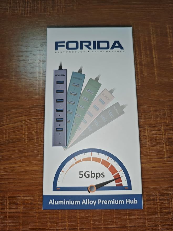 FORIDA USB to USB Hub Long Cable, 8 Ports USB 3.0 Adapter with 7 USB 3.0 Data Ports,USB Splitter with USB C 5V/3A Power Port, 47IN/120CM Main Cable for Laptop PC and More (USB A, 47IN)