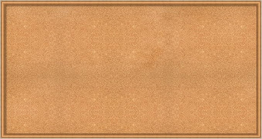 Amanti Art Natural Cork Board for Wall, 32x60 Vision Board with Bronze Frame, Oversize Corkboard Office Decor for Home Organization, Casual Corkboard Pinboard to Display Items for Home Organization