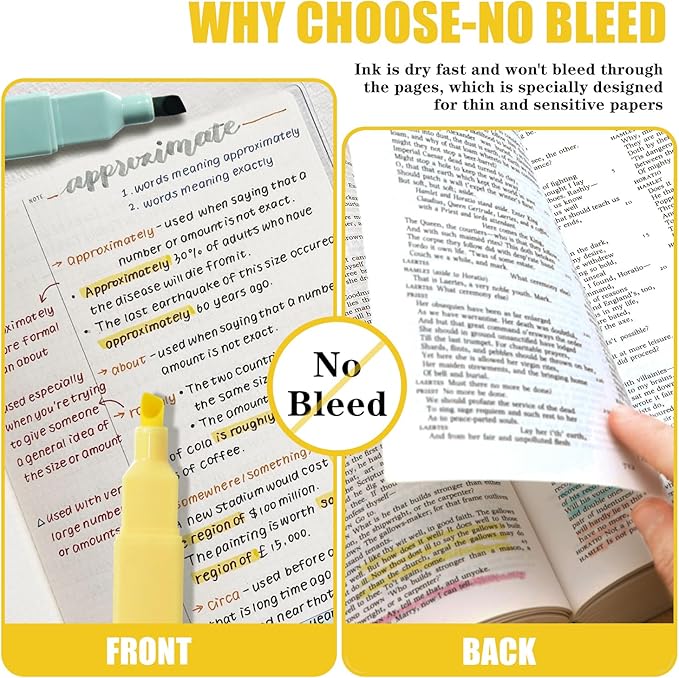 Highlighters, 8 pcs Aesthetic Pastel Highlighters, Chisel Tip Book Highlighter, Candy Colors, No Bleed Bible Highlighter Assorted Colors