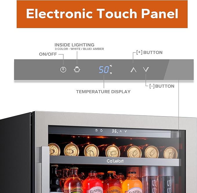 Ca'Lefort Wine Beverage Refrigerator Bundle - 48 Inch 34-65°F Drink Fridge Glass Door, 3 LED Dual Zone Wine Fridge Built-in or Freestanding, Holds 180 Cans and 46 Bottles (11.3 Cu.ft)