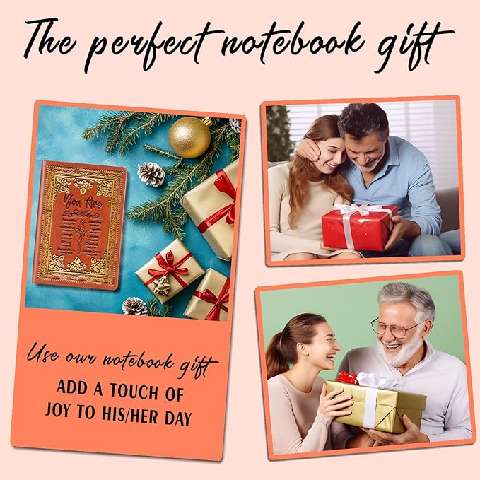 Brown A5 Lined Leather Journal Notebook,Inspirational Christian Gifts Hardcover Executive Notebooks for Men Women,200 Pages 100 Gsm Thick Ruled Paper Daily Diary for School,Family ,Friends,Work (You Beautiful Brown)