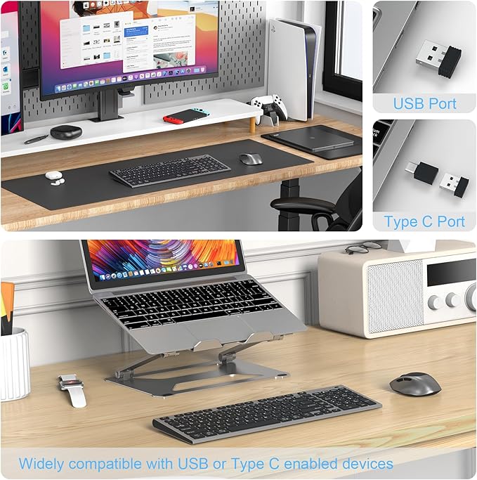 FENIFOX Wireless Keyboard and Mouse, Ergonomic Rechargeable Silent Quiet Slim USB C Flat Compact Full Size with Number Pad Soft Cover Keyboards for Mac Computer PC Surface Laptop MacBook iMac Black