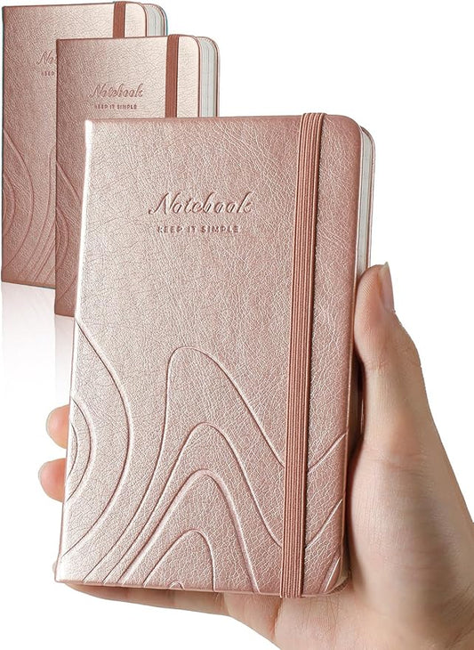 AISBUGUR Pocket Notebook, Small Notebook, 2-Pack Total 320 Pages,3.7" x 5.7" Pocket Notebook (2 Pack, Rose Gold)