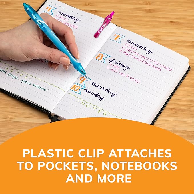 BIC Gelocity Quick Dry Gel Pens with Vivid colors and Smooth Writing, 0.7 mm Medium Point, 12-Count in Assorted Ink