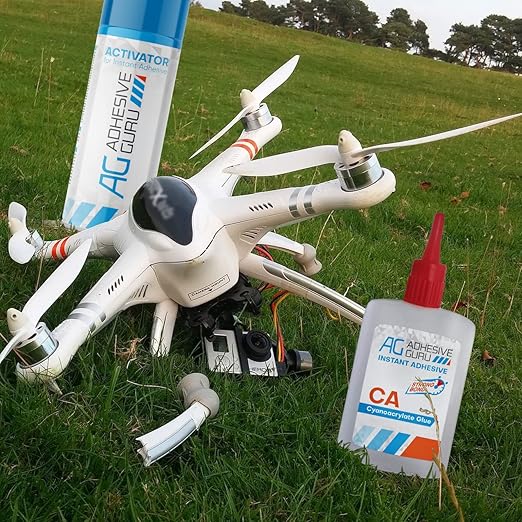 Adhesive Guru CA Glue with Activator Woodworking (12 x 0.9 oz - 12 x 3.38 fl oz) Ca Glue for Woodworking, Cyanoacrylate Glue and Activator (12 Pack)