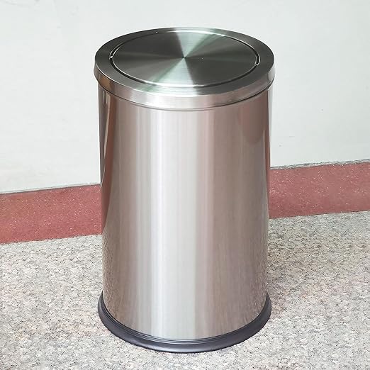 Brushed Gold Bathroom Trash Can with Swing Lid 4.7Gallon,Stainess Steel Garbage Can Trash Bin Wastebaskets for Kitchen,Office,Bedroom (Silver, 4.7 Gallon)