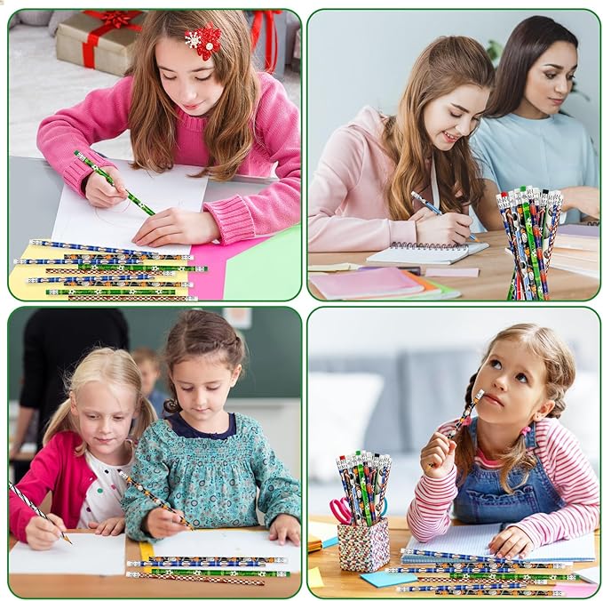 Cinrobiye 96 Pcs Sports Pencils Bulk, Basketball Football Baseball Scoeer Wood Pencils with Erasers Sports for School Prizes Classroom Exchange Gifts Party Favors Supplies, Stationary Gifts