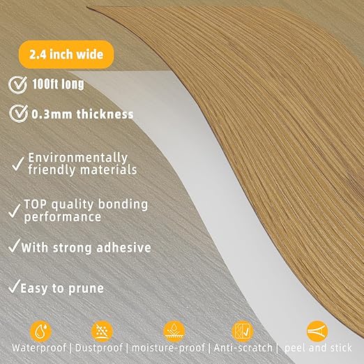 GSCIT Club Wood Grain Repair Tape, 2.4 inch X 100ft Self Adhesive Oak Grain Repair Patch for Tables, Chairs, Baseboards, Doors, Windows, Floors, Handicraft DIY.