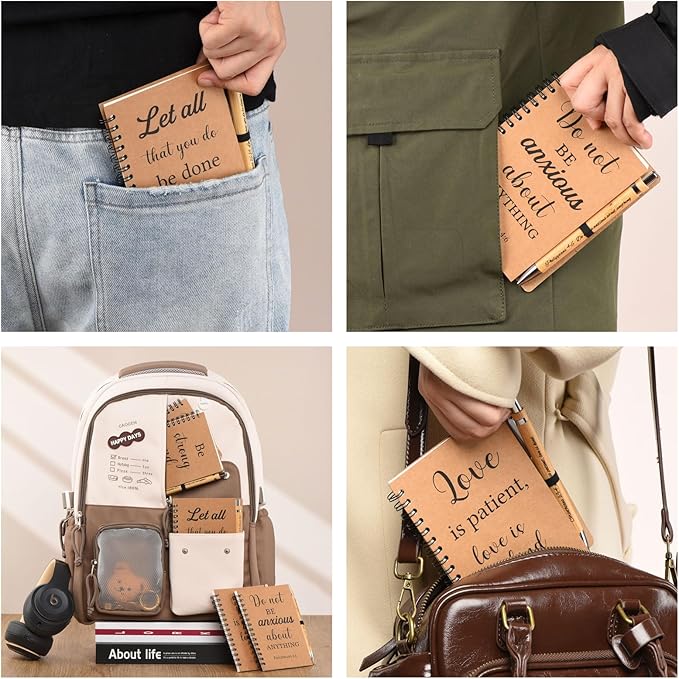 10 Pcs/5 Set of Christian Gifts Spiral Notebooks Bulk Journals with Christian Pens Prayer Journal Christian Journal for Women and Men, Perfect Home Gifts