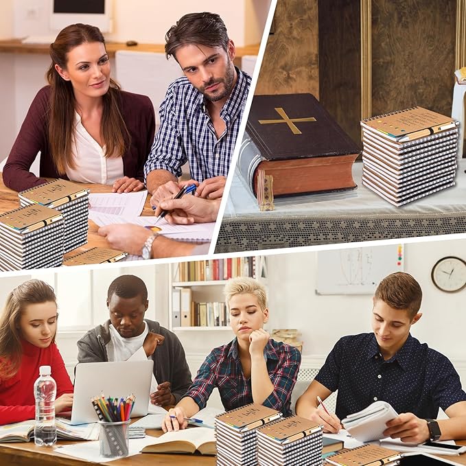 30 Sets Christian Gifts Bulk Prayer Journal Christian Spiral Notebooks with Bible Ballpoint Pens Religious Small Notepad Inspirational Church Gift for Women Men Sunday School Family Bible Study Groups