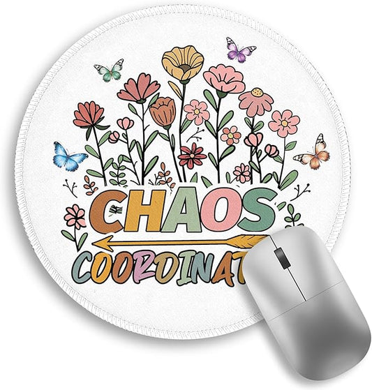Chaos Coordinator Office Work Mouse Pad, Small Round Mouse Pads for Desk, Mini Travel Mousepad for Wireless Computer Laptop, Desk Accessories, 8.6 x 8.6 inch