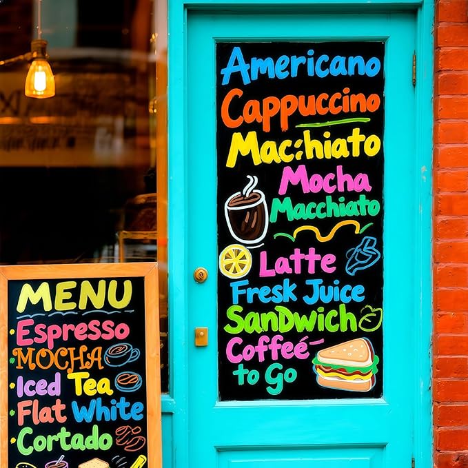 BainGesk 46 Colors Liquid Chalk Markers, Dust-Free Erasable Pens for Blackboards, Chalk Markers for Chalkboard, Windows, Glass, Mirror, Acrylic Dry Erase Board, 6mm Reversible Bullet & Chisel Tip