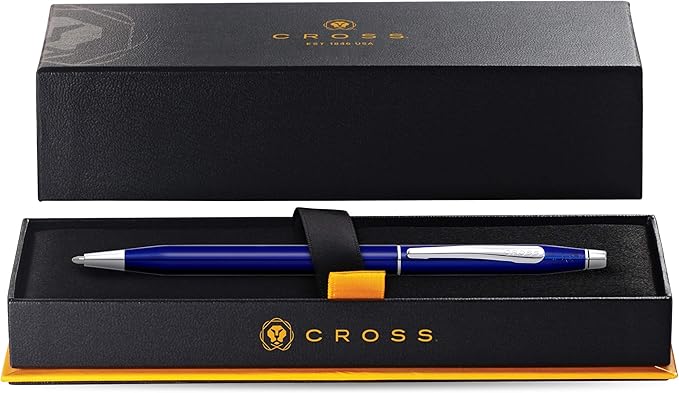Cross Classic Century Refillable Ballpoint Pen Presented in a Luxury Gift Box - Medium Point, Black Ink, Translucent Blue