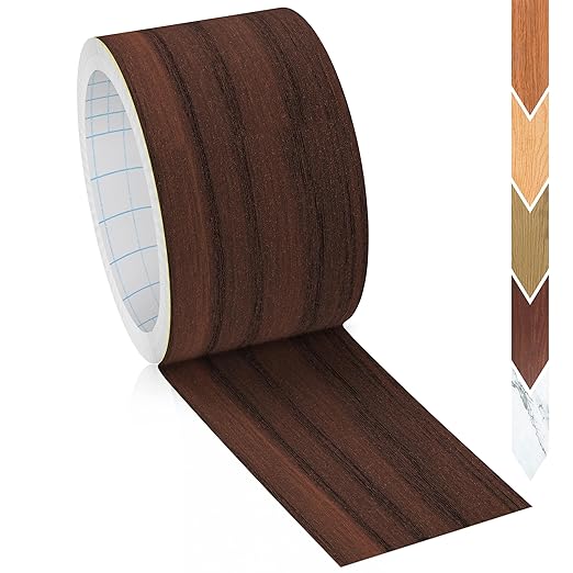 GSCIT Club Wood Grain Repair Tape, 2.3 inch X 100ft Self Adhesive Walnut Grain Repair Patch for Tables, Chairs, Baseboards, Doors, Windows, Floors, Handicraft DIY.