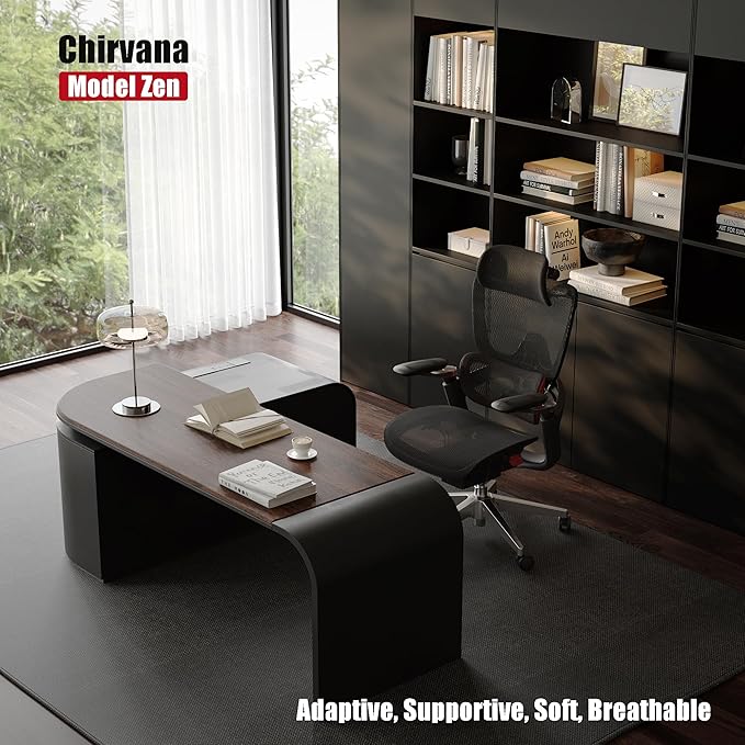 Ergonomic Office Chair, Big and Tall Mesh Computer Gaming Chair with Adaptive Lumbar Support, Work Chair with Headrest, 5D Armrest,90-130°Tilt, BIFMA Certified, Model Zen (Red)